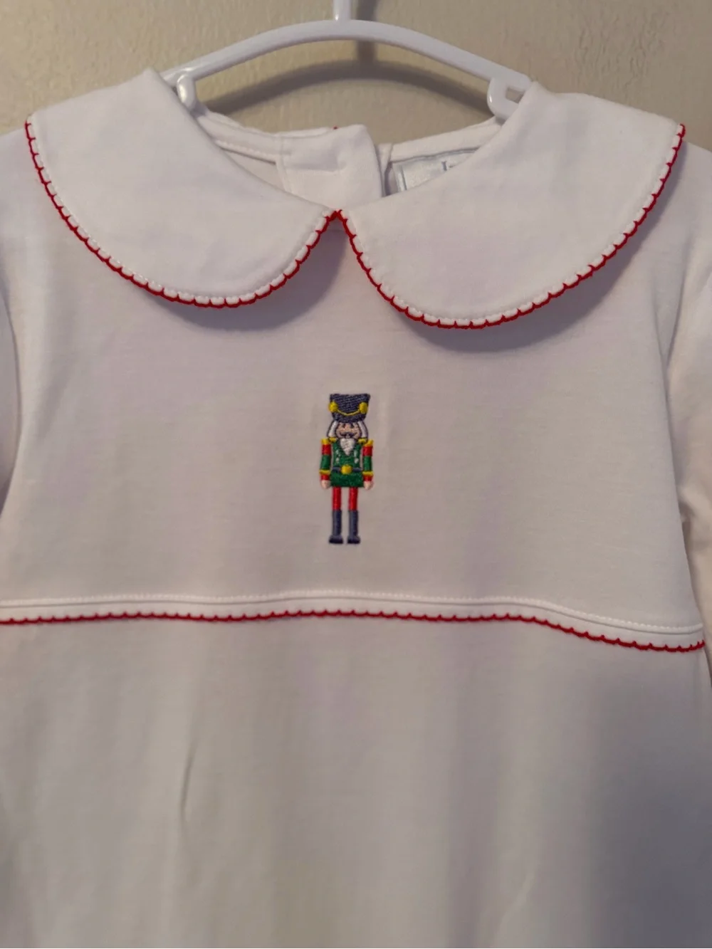 Little English White One-Piece with Nutcracker Embroidery Romper